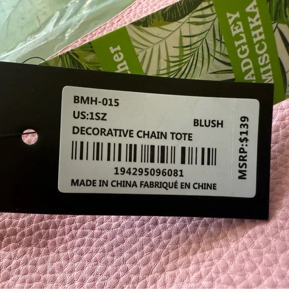 Badgley Mischka Pink Decorative Chain Tote Bag NWT - Picture 4 of 8